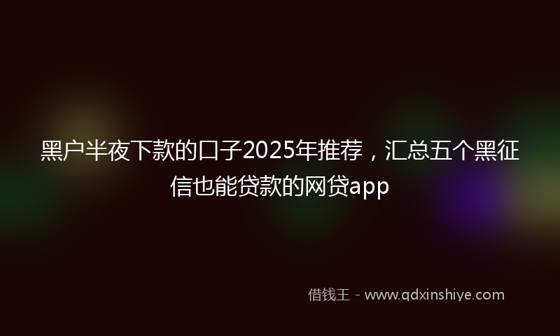 黑户半夜下款的口子2025年推荐，汇总五个黑征信也能贷款的网贷app