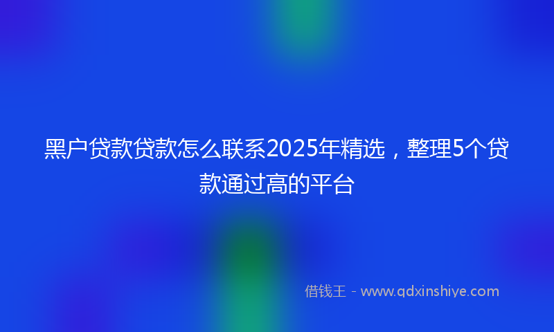 黑户贷款贷款怎么联系2025年精选，整理5个贷款通过高的平台