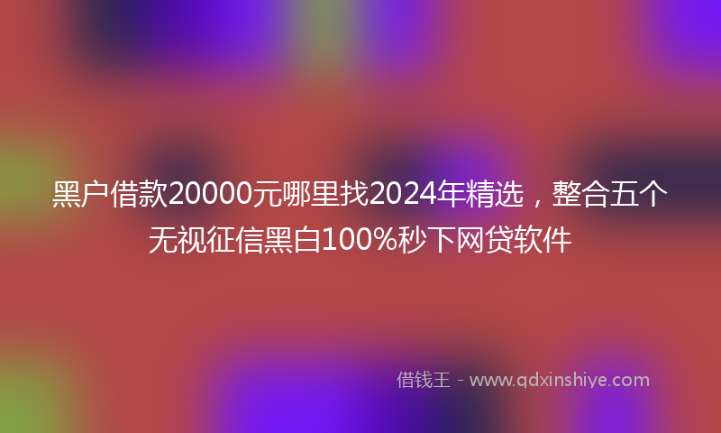 黑户借款20000元哪里找2024年精选，整合五个无视征信黑白100%秒下网贷软件
