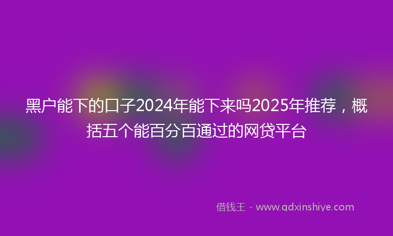 黑户能下的口子2024年能下来吗2025年推荐，概括五个能百分百通过的网贷平台
