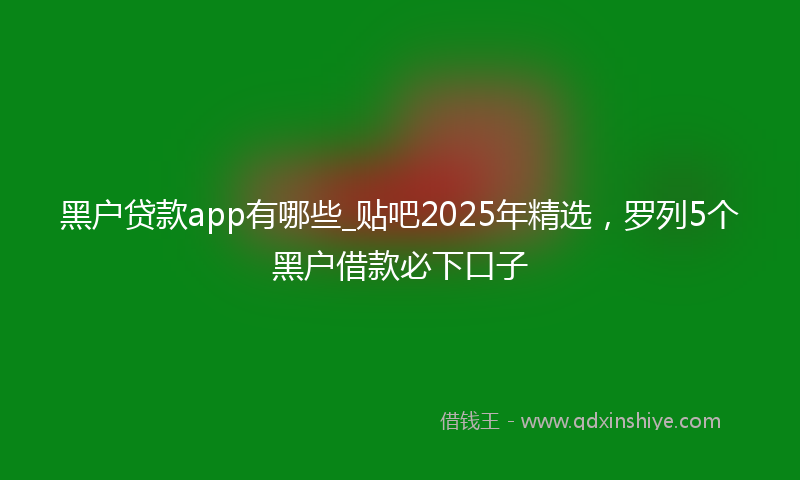 黑户贷款app有哪些_贴吧2025年精选，罗列5个黑户借款必下口子