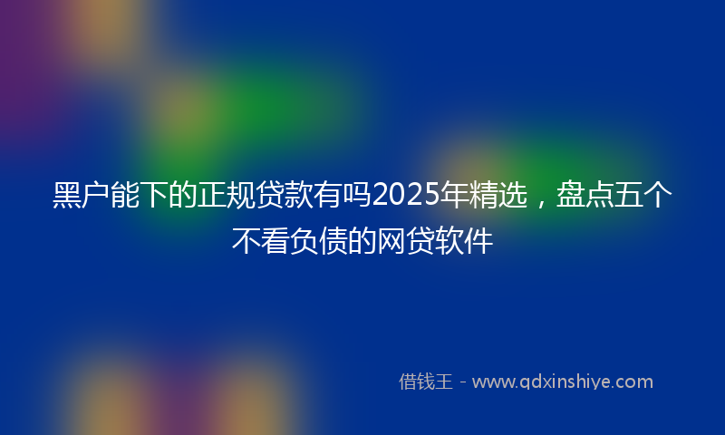 黑户能下的正规贷款有吗2025年精选，盘点五个不看负债的网贷软件