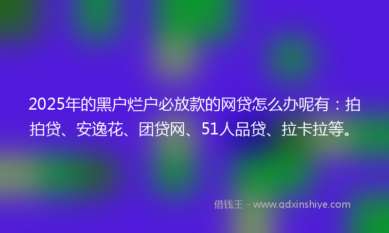 2025年的黑户烂户必放款的网贷怎么办呢有：拍拍贷、安逸花、团贷网、51人品贷、拉卡拉等。