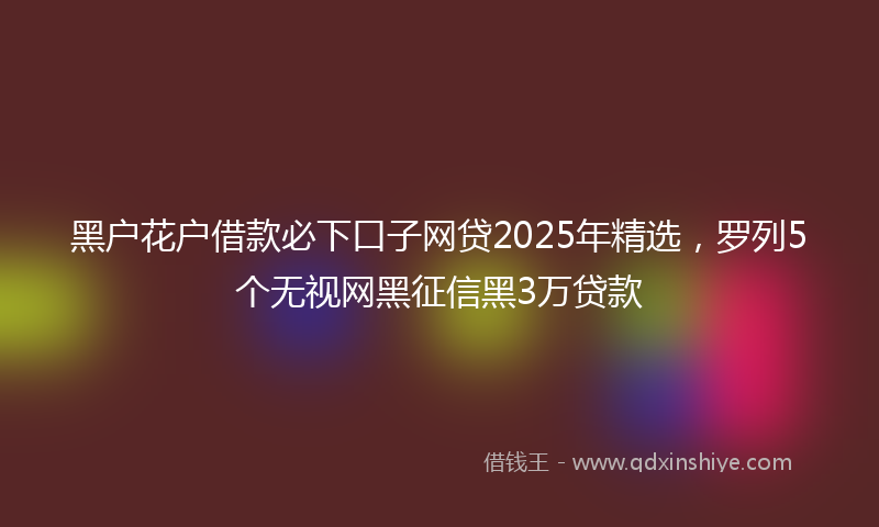 黑户花户借款必下口子网贷2025年精选，罗列5个无视网黑征信黑3万贷款