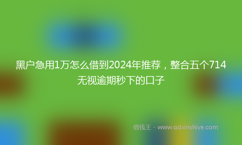 黑户急用1万怎么借到2024年推荐，整合五个714无视逾期秒下的口子