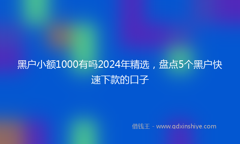黑户小额1000有吗2024年精选，盘点5个黑户快速下款的口子