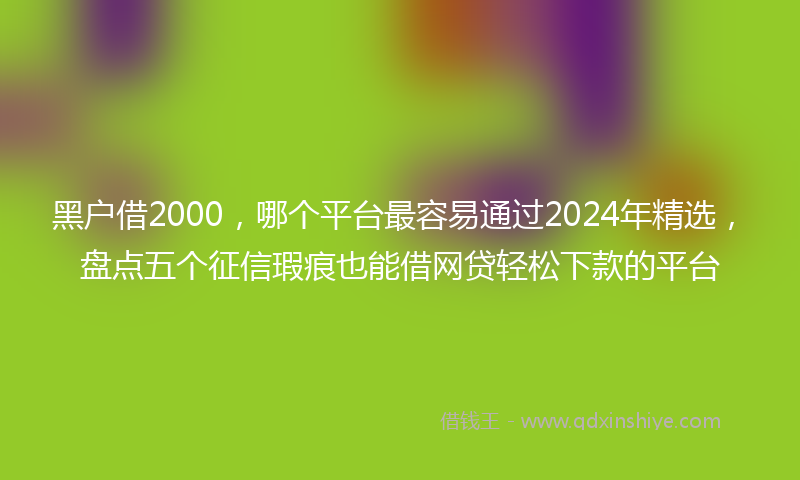 黑户借2000，哪个平台最容易通过2024年精选，盘点五个征信瑕疵也能借网贷轻松下款的平台