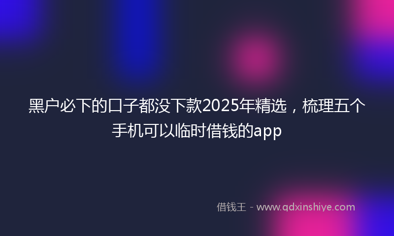 黑户必下的口子都没下款2025年精选，梳理五个手机可以临时借钱的app