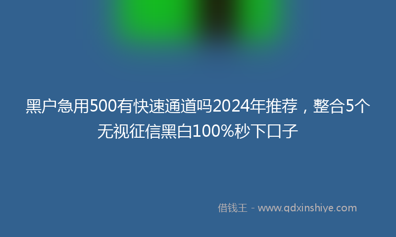 黑户急用500有快速通道吗2024年推荐，整合5个无视征信黑白100%秒下口子
