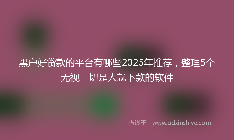 黑户好贷款的平台有哪些2025年推荐，整理5个无视一切是人就下款的软件