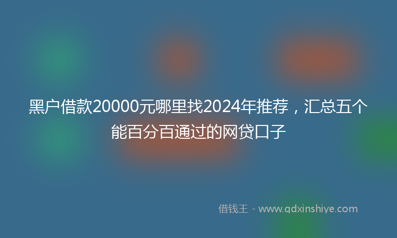 黑户借款20000元哪里找2024年推荐，汇总五个能百分百通过的网贷口子