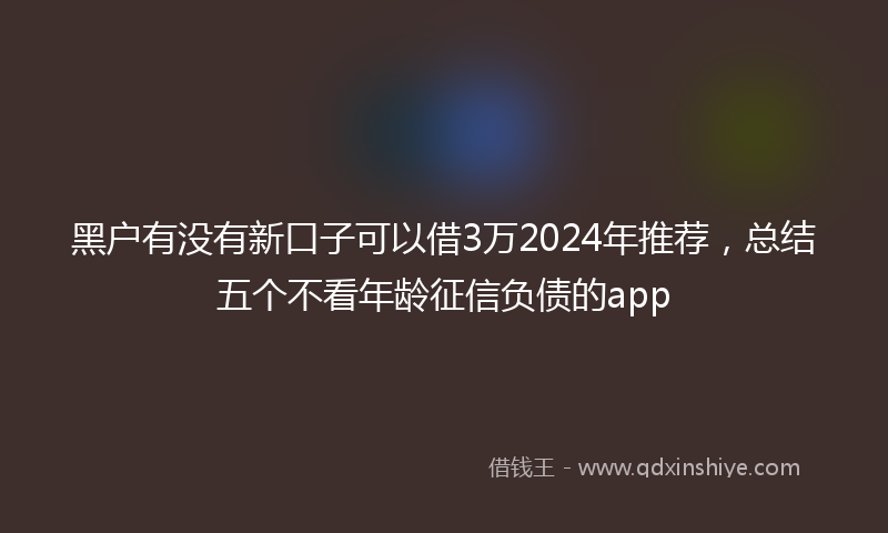 黑户有没有新口子可以借3万2024年推荐，总结五个不看年龄征信负债的app