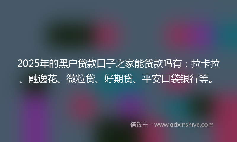 2025年的黑户贷款口子之家能贷款吗有：拉卡拉、融逸花、微粒贷、好期贷、平安口袋银行等。