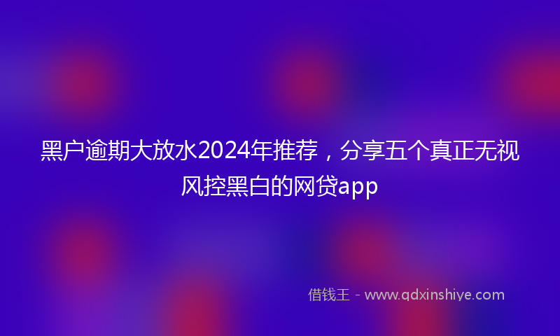 黑户逾期大放水2024年推荐，分享五个真正无视风控黑白的网贷app
