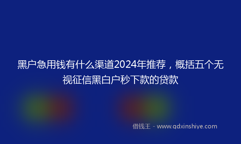 黑户急用钱有什么渠道2024年推荐，概括五个无视征信黑白户秒下款的贷款