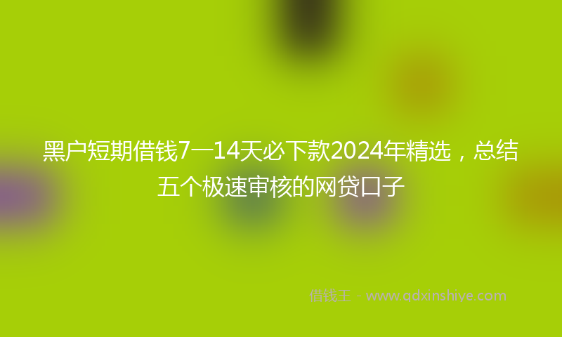 黑户短期借钱7一14天必下款2024年精选，总结五个极速审核的网贷口子