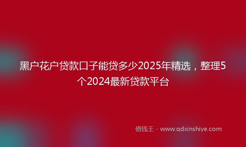 黑户花户贷款口子能贷多少2025年精选，整理5个2024最新贷款平台
