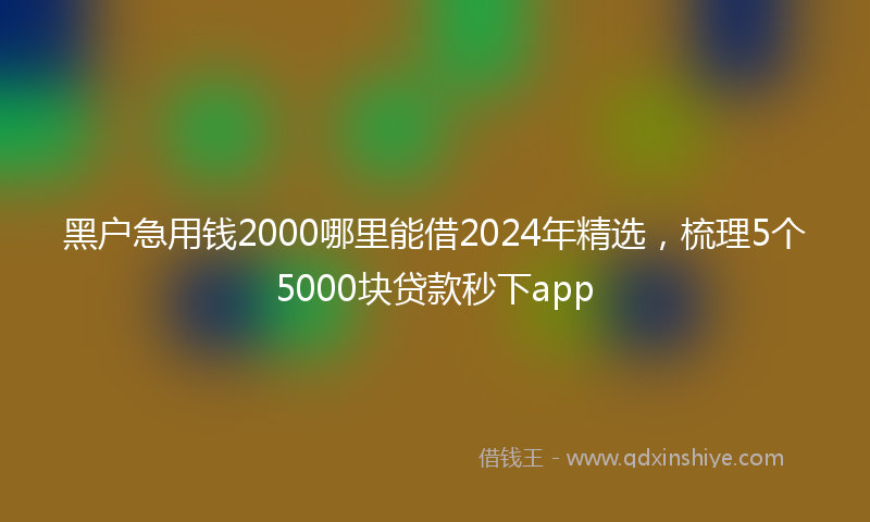 黑户急用钱2000哪里能借2024年精选，梳理5个5000块贷款秒下app
