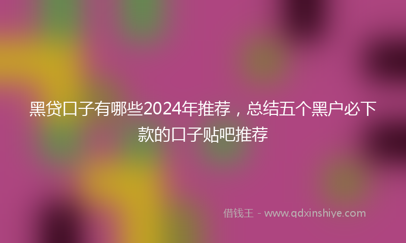 黑贷口子有哪些2024年推荐，总结五个黑户必下款的口子贴吧推荐