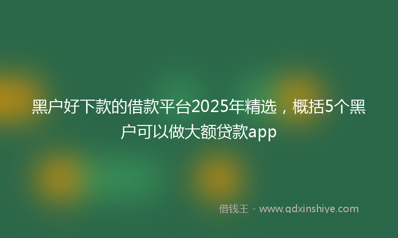 黑户好下款的借款平台2025年精选，概括5个黑户可以做大额贷款app