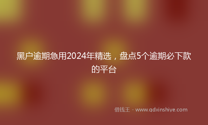 黑户逾期急用2024年精选，盘点5个逾期必下款的平台