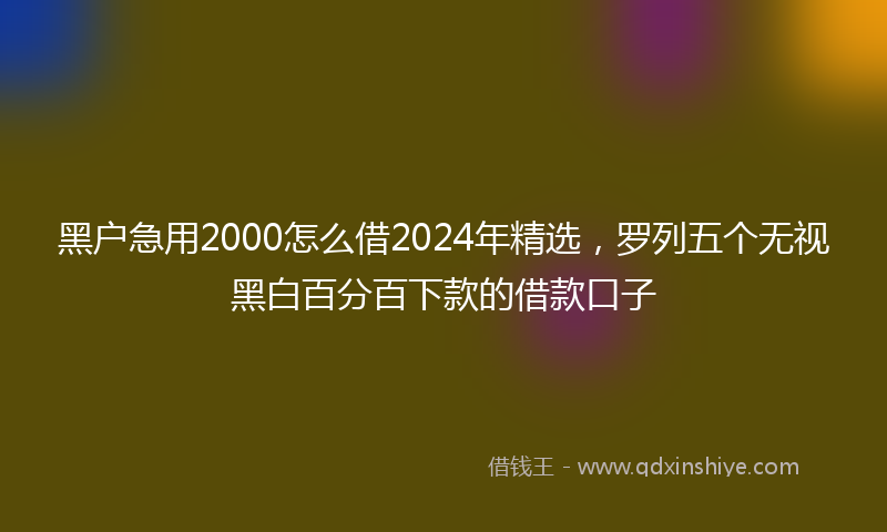 黑户急用2000怎么借2024年精选，罗列五个无视黑白百分百下款的借款口子