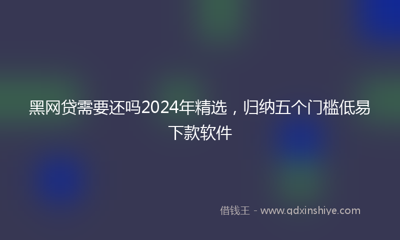 黑网贷需要还吗2024年精选，归纳五个门槛低易下款软件