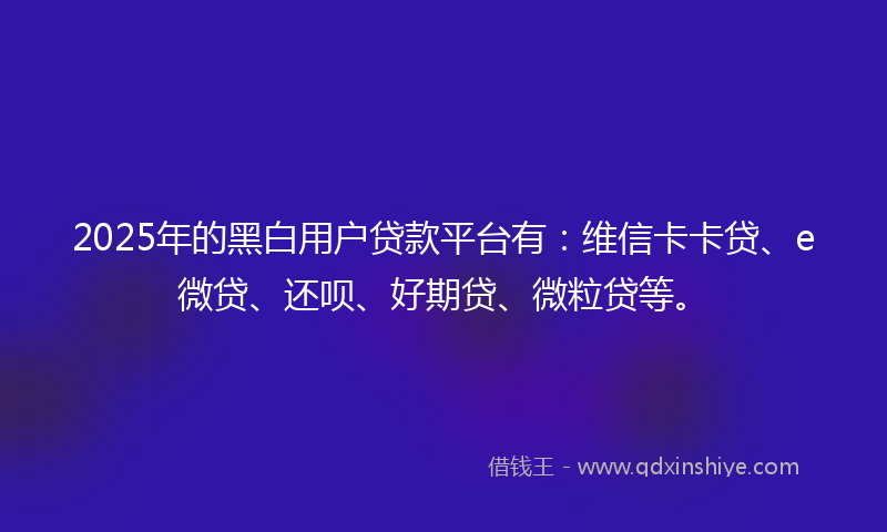 2025年的黑白用户贷款平台有：维信卡卡贷、e微贷、还呗、好期贷、微粒贷等。