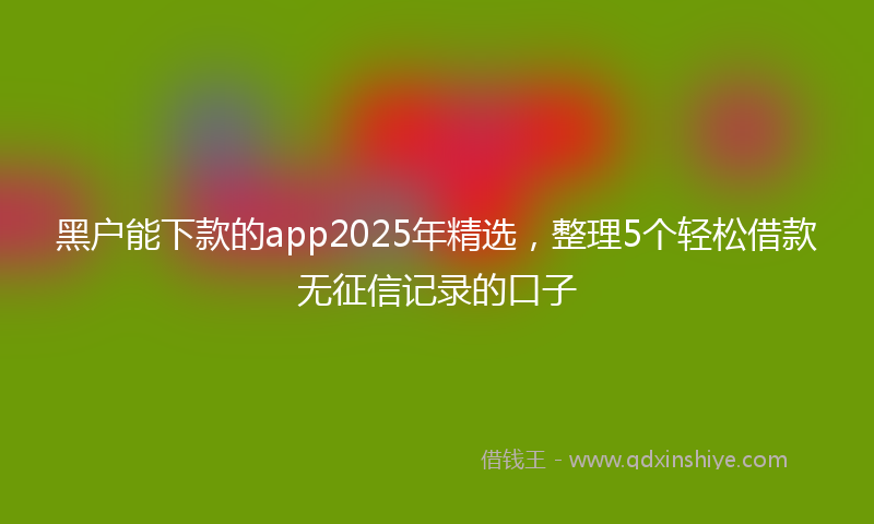 黑户能下款的app2025年精选，整理5个轻松借款无征信记录的口子
