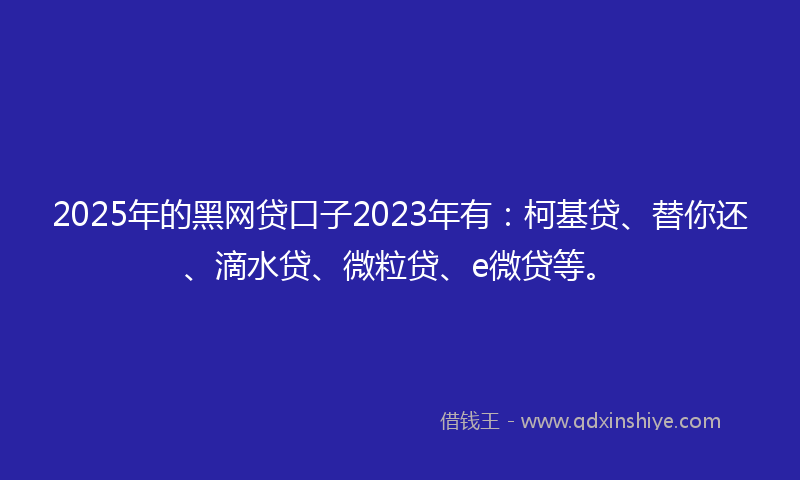 2025年的黑网贷口子2023年有：柯基贷、替你还、滴水贷、微粒贷、e微贷等。