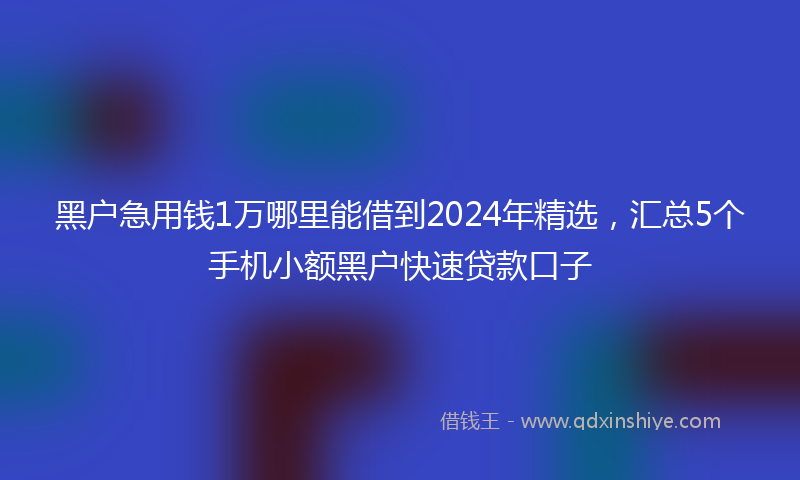 黑户急用钱1万哪里能借到2024年精选，汇总5个手机小额黑户快速贷款口子