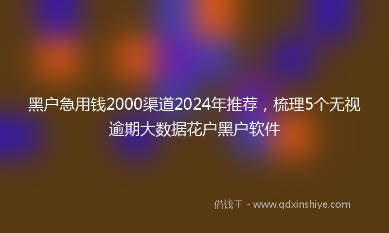黑户急用钱2000渠道2024年推荐，梳理5个无视逾期大数据花户黑户软件