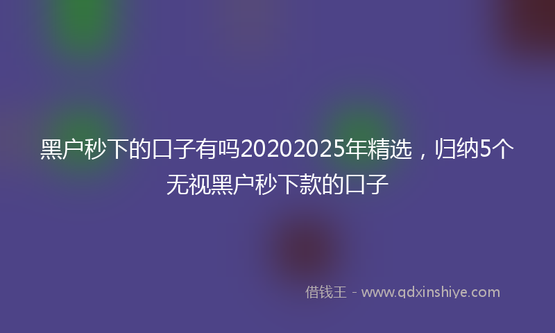 黑户秒下的口子有吗20202025年精选，归纳5个无视黑户秒下款的口子