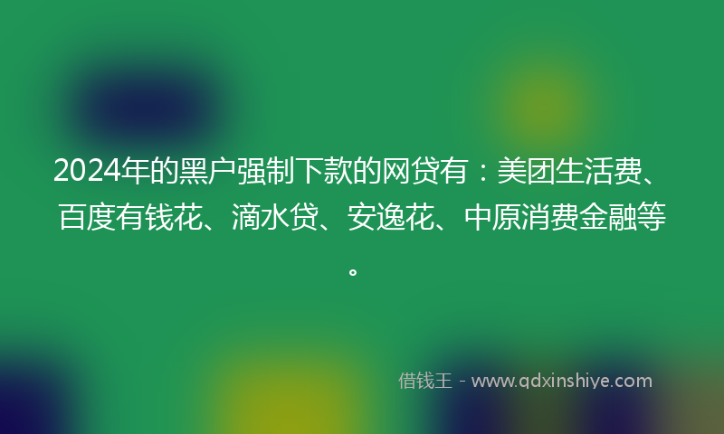 2024年的黑户强制下款的网贷有：美团生活费、百度有钱花、滴水贷、安逸花、中原消费金融等。