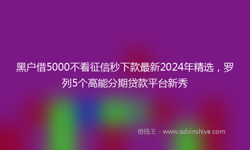 黑户借5000不看征信秒下款最新2024年精选，罗列5个高能分期贷款平台新秀