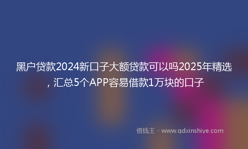 黑户贷款2024新口子大额贷款可以吗2025年精选，汇总5个APP容易借款1万块的口子