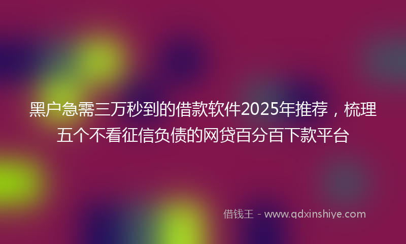 黑户急需三万秒到的借款软件2025年推荐，梳理五个不看征信负债的网贷百分百下款平台