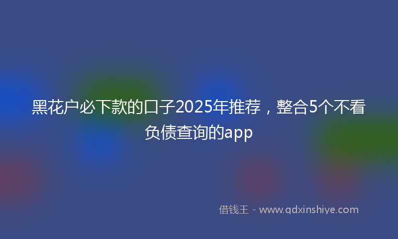 黑花户必下款的口子2025年推荐，整合5个不看负债查询的app