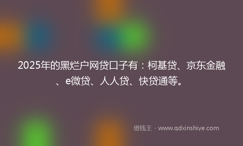 2025年的黑烂户网贷口子有：柯基贷、京东金融、e微贷、人人贷、快贷通等。