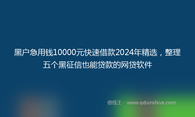 黑户急用钱10000元快速借款2024年精选，整理五个黑征信也能贷款的网贷软件