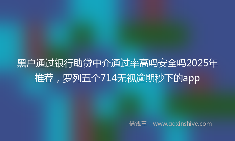 黑户通过银行助贷中介通过率高吗安全吗2025年推荐，罗列五个714无视逾期秒下的app