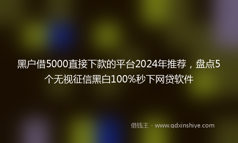 黑户借5000直接下款的平台2024年推荐，盘点5个无视征信黑白100%秒下网贷软件
