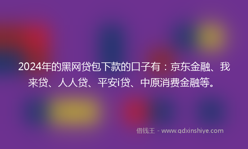 2024年的黑网贷包下款的口子有：京东金融、我来贷、人人贷、平安i贷、中原消费金融等。
