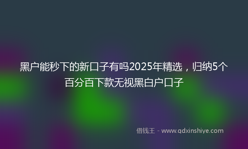 黑户能秒下的新口子有吗2025年精选，归纳5个百分百下款无视黑白户口子