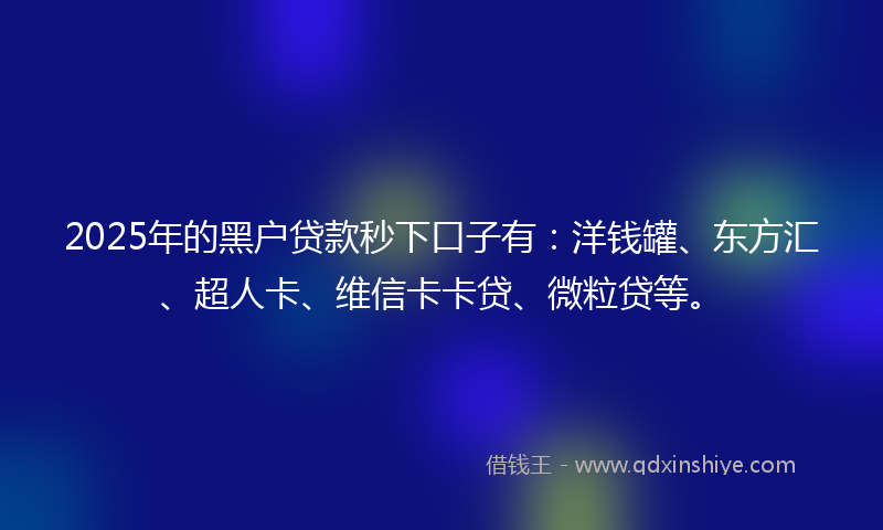 2025年的黑户贷款秒下口子有：洋钱罐、东方汇、超人卡、维信卡卡贷、微粒贷等。