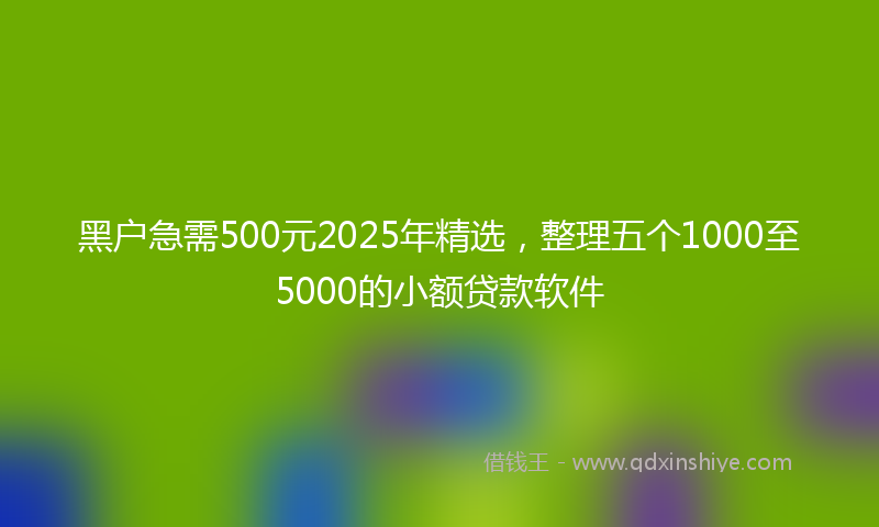 黑户急需500元2025年精选,整理五个1000至5000的小额贷款软件