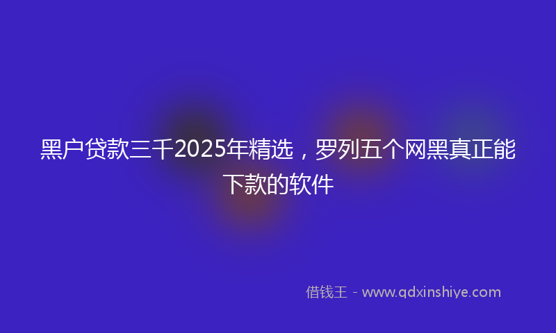 黑户贷款三千2025年精选，罗列五个网黑真正能下款的软件