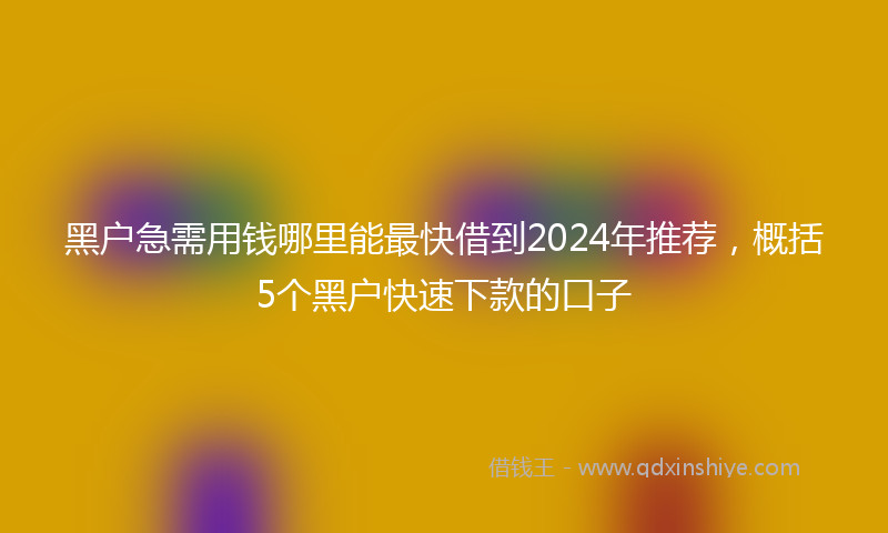 黑户急需用钱哪里能最快借到2024年推荐，概括5个黑户快速下款的口子