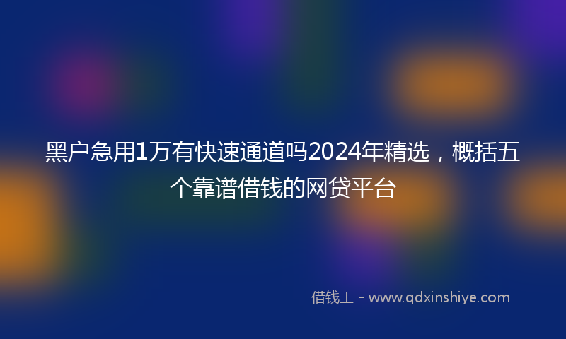 黑户急用1万有快速通道吗2024年精选，概括五个靠谱借钱的网贷平台