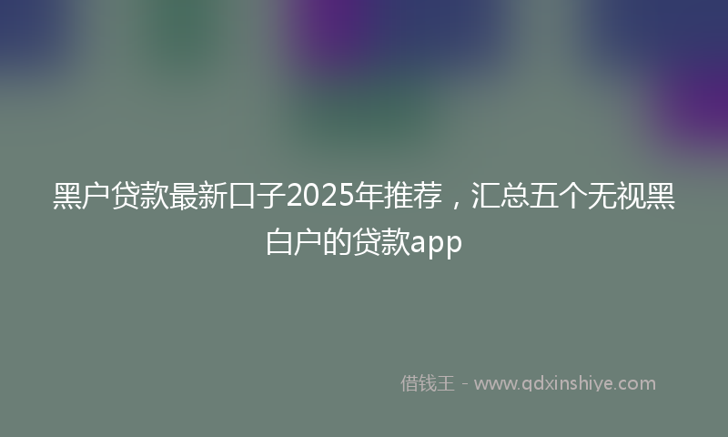 黑户贷款最新口子2025年推荐，汇总五个无视黑白户的贷款app